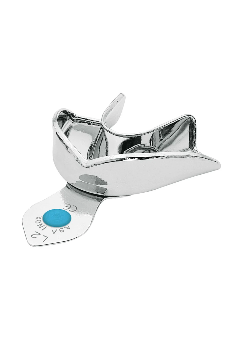 Asa Dental 2803-L2 - ложка слепочная нижняя большая (L) без перфорации с бортиками, с цветной кодировкой (голубая)