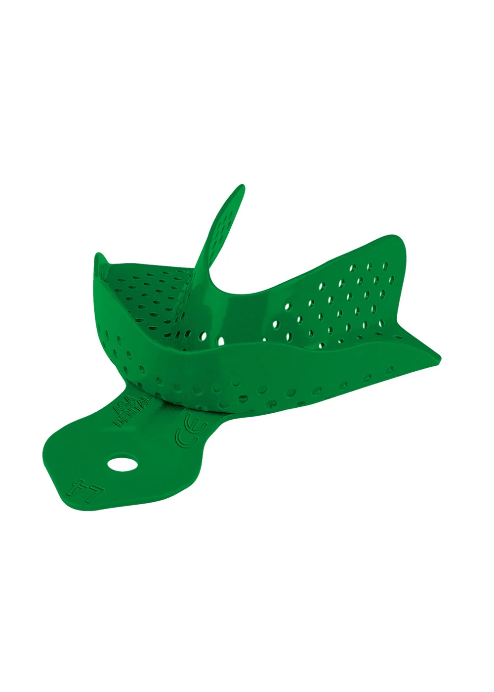 Asa Dental 2814-L4 - ложка слепочная нижняя очень большая (XL) с перфорацией без бортиков, алюминий (зеленая)