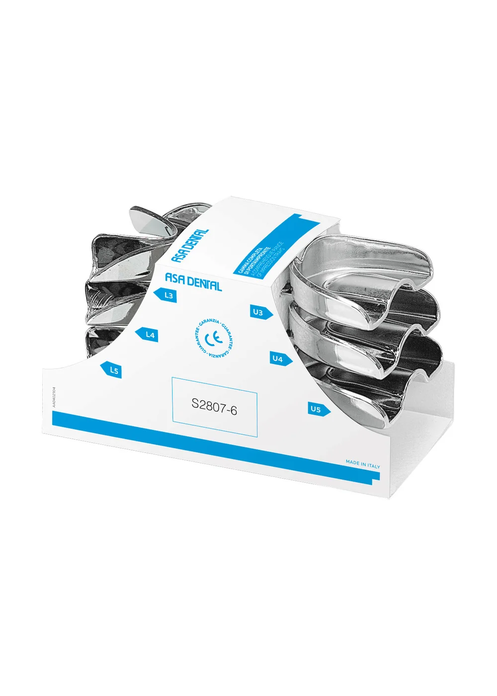 Asa Dental S2807-6 - ложка слепочная, набор 6 штук, без перфорации с бортиками