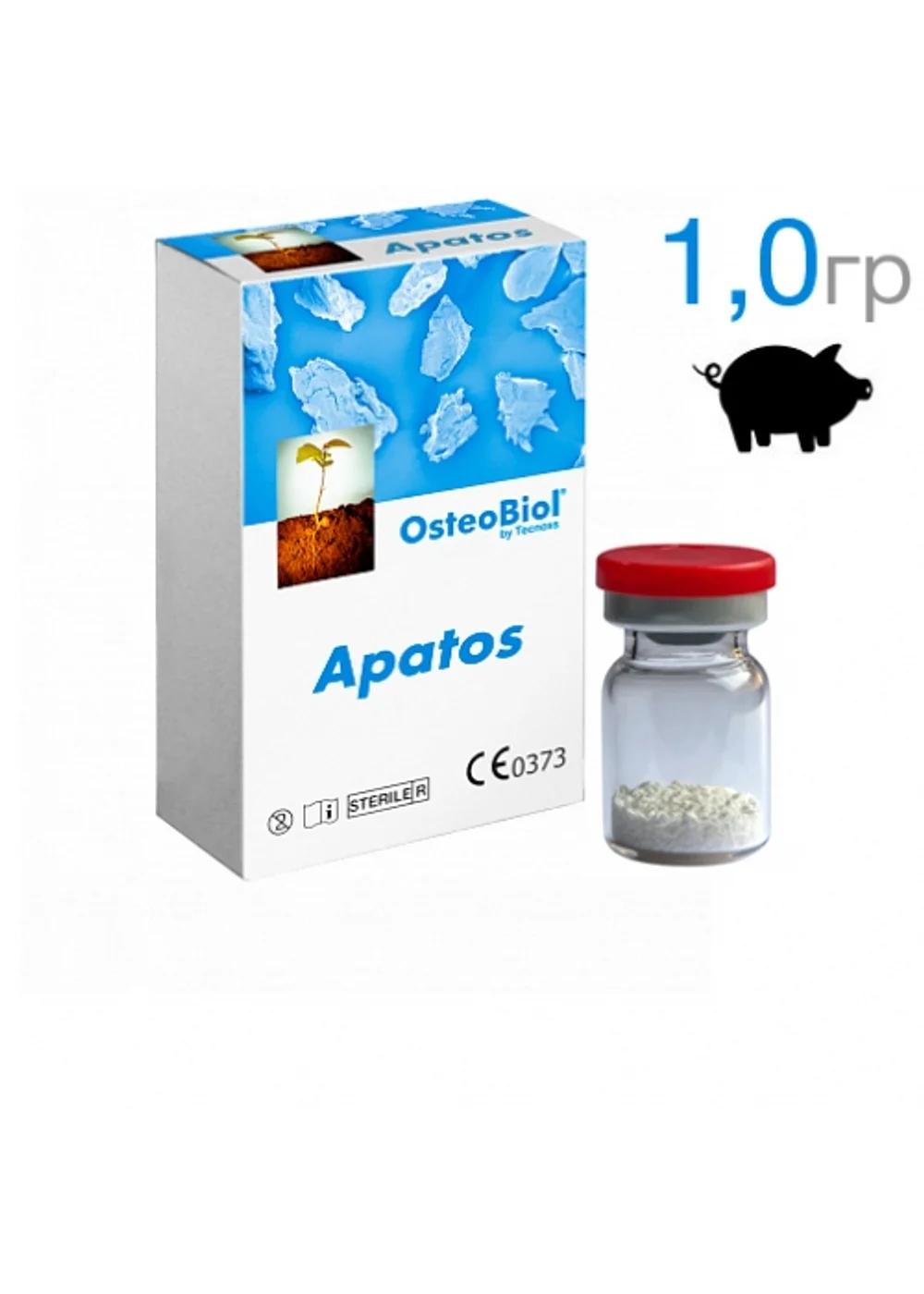 Костный материал, OsteoBiol by Tecnoss, Apatos Mix 1 г, гранулы 0,6–1,0 мм