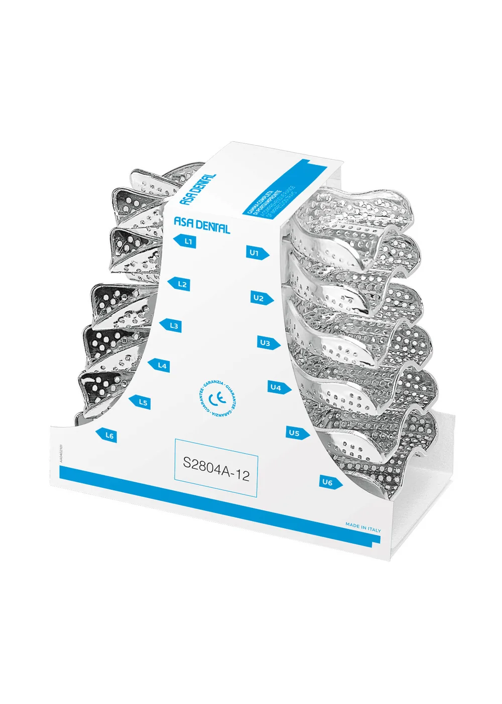 Asa Dental S2804A-12 - ложка слепочная, набор 12 штук, с перфорацией с бортиками