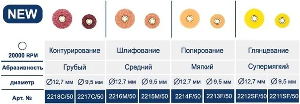Полир 'Kagayaki RoundFlex M' - Диск шлифовальный (оранжевый), мягкий, Ø 9.5мм., 50шт