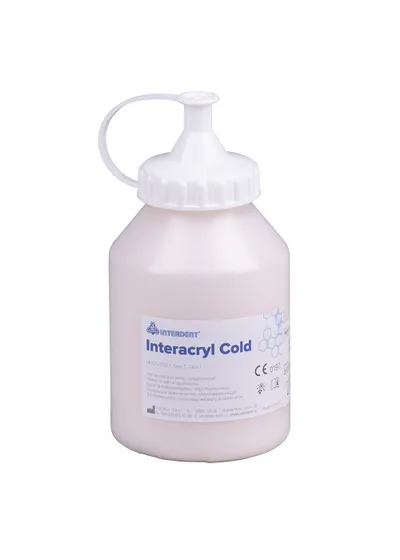 Порошок пластмассы для изготовления бюгельных протезов INTERACRYL COLD, для холодной полимеризации, цвет №10 (розовый прозрачный с прожилками). Упаковка 350гр., арт: 1509