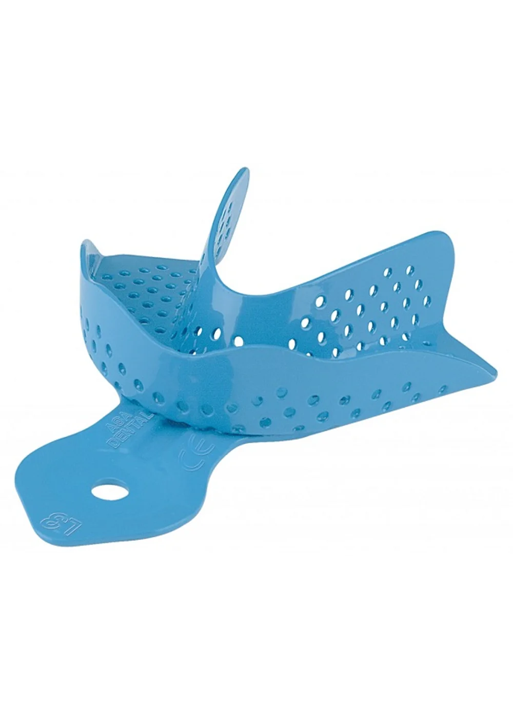 Asa Dental 2814-L3 - ложка слепочная нижняя большая (L) с перфорацией без бортиков, алюминий (голубая)