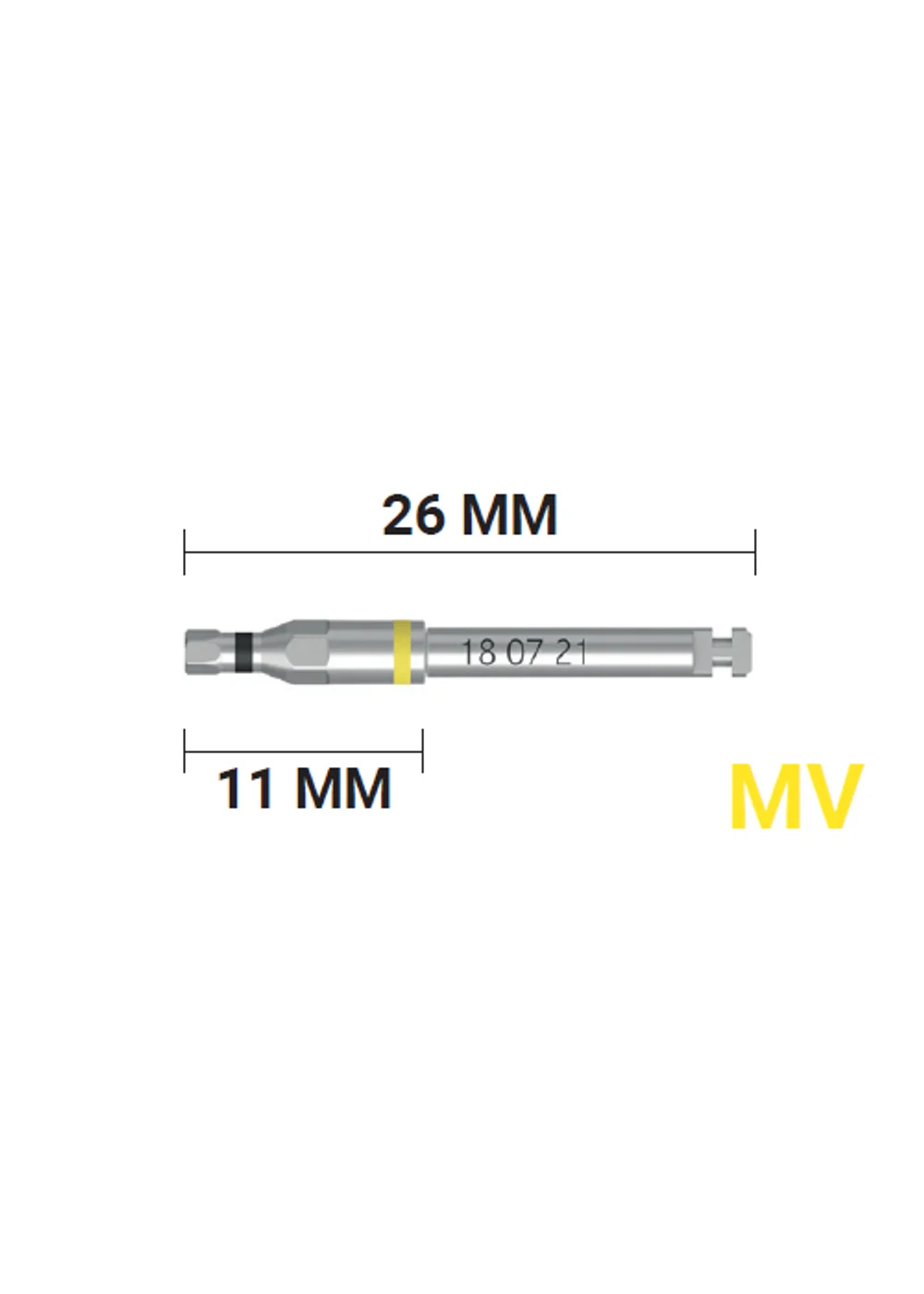 Имплантовод для наконечника VEGA MV короткий, желтый, арт: 18 07 21