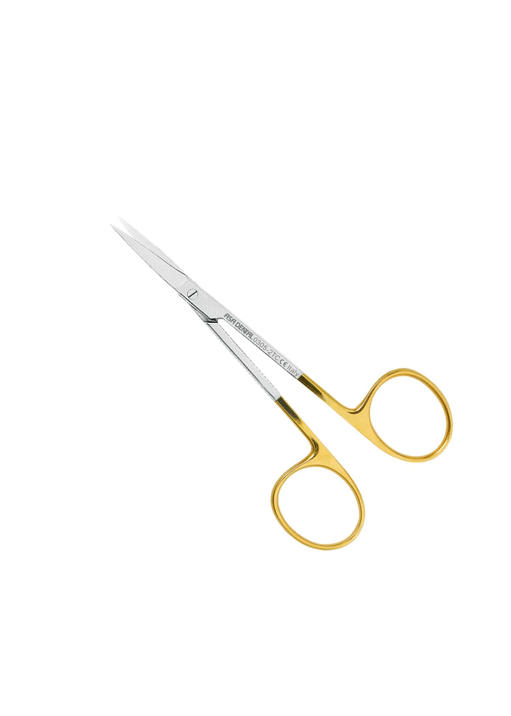 Asa Dental 0305-2TC - ножницы для десны изогнутые по плоскости с твердосплавными вставками и золотистыми ручками, 11 см