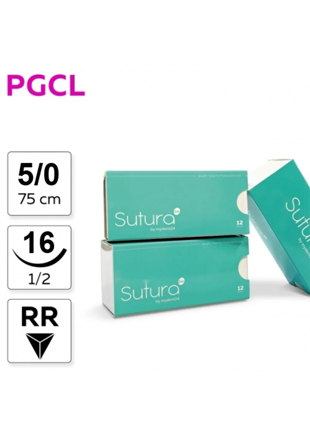 Шовный материал SUTURA PGCL 5/0 75 см Обратно-режущая 16 мм 12 шт