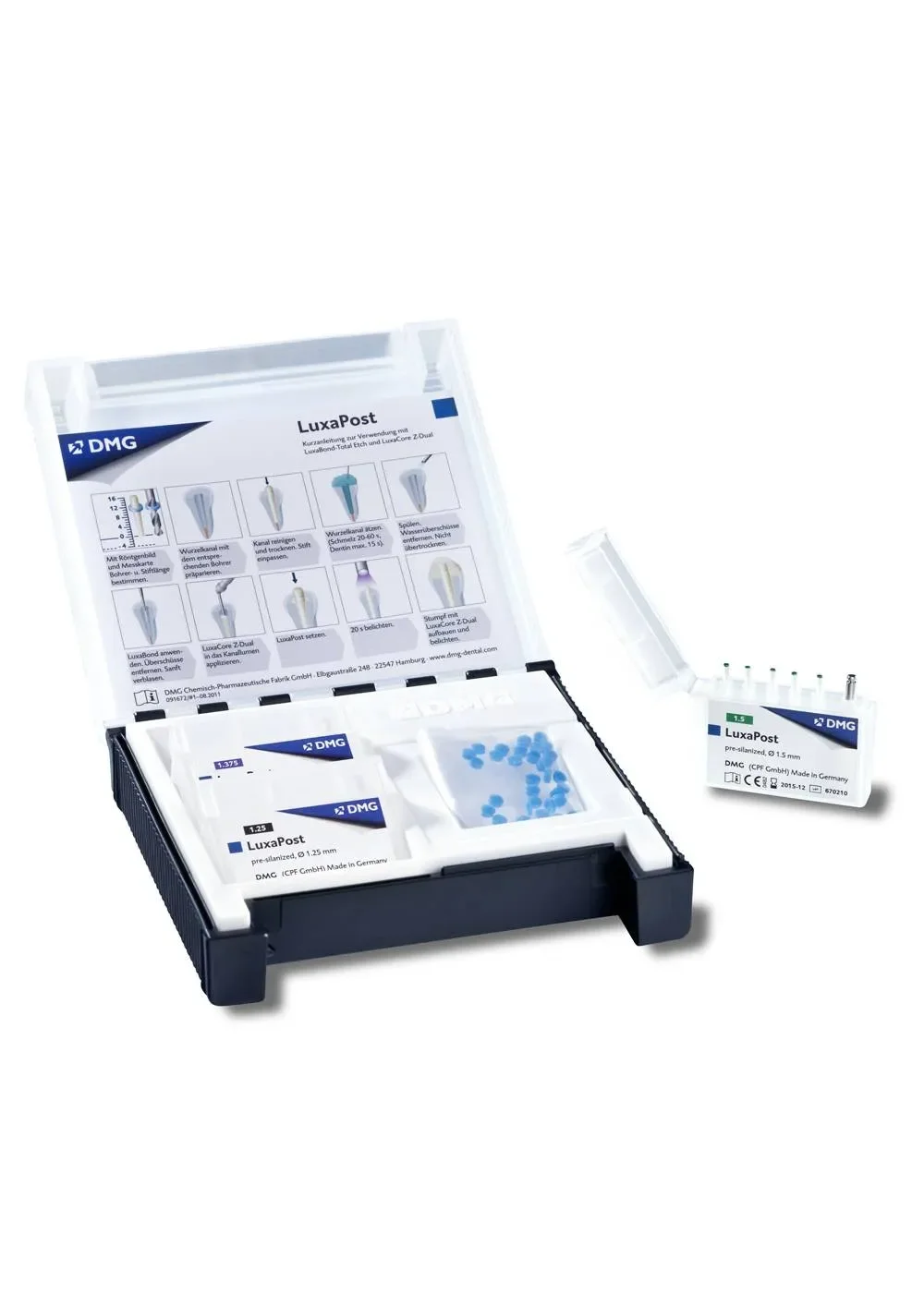 Набор штифтов стекловолоконных, DMG, LuxaPost Intro Kit, 3х5 шт + 3 развёртки