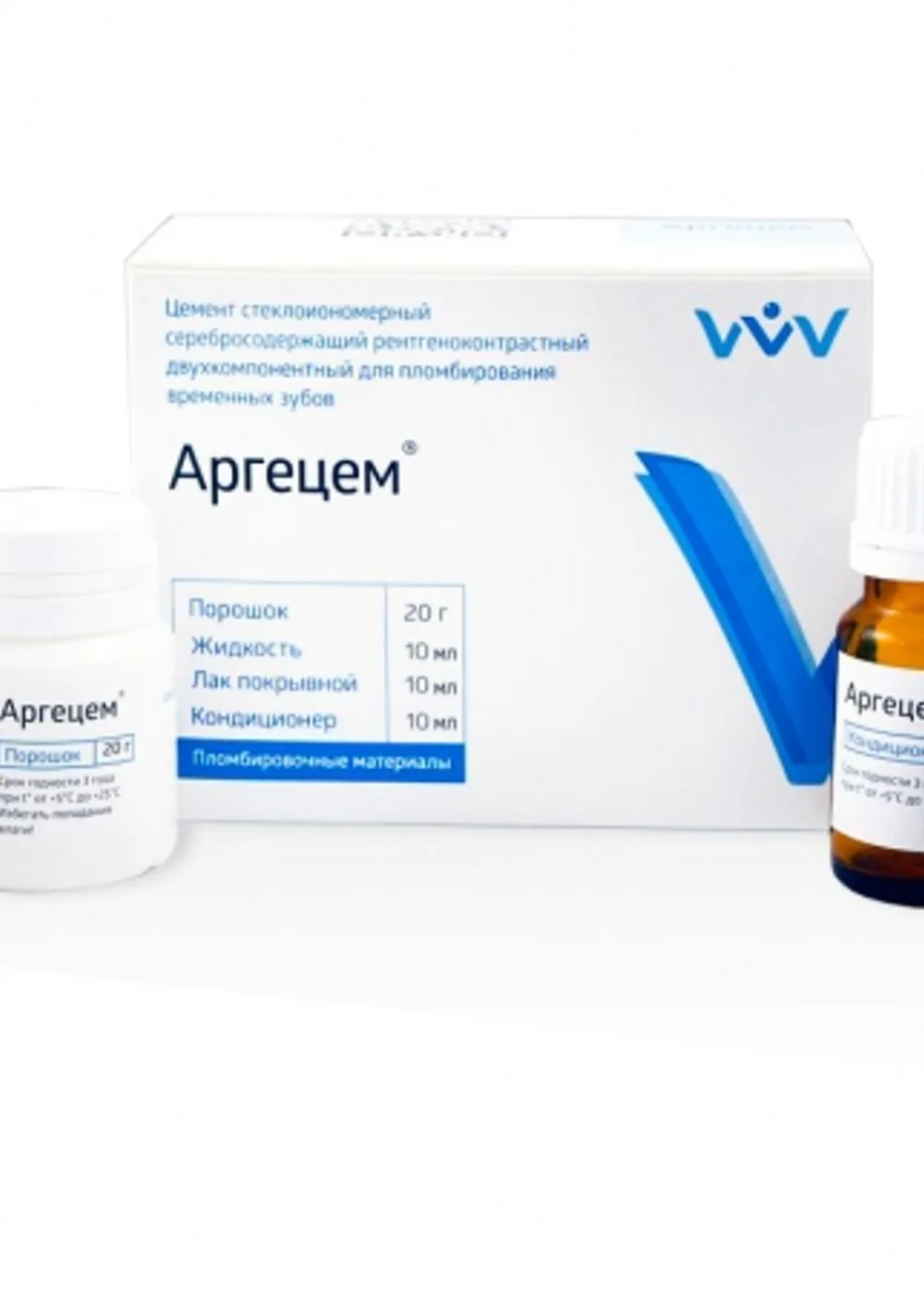 Аргецем порошок 20г + кондиционер 10мл + жидкость 10мл + лак покрывной 10мл, ВладМиВа