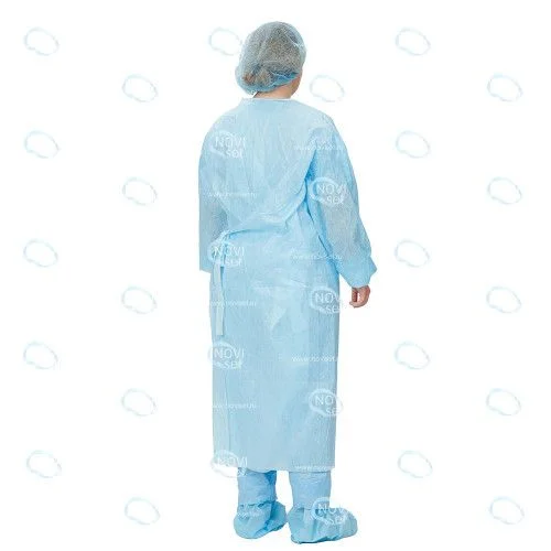 Халат нестерильный, хирургический Лайт тип-1 р.52-54, спанбонд пл. 25г/м2, рукав на манжете, белый (10шт.) НОВИСЕТ