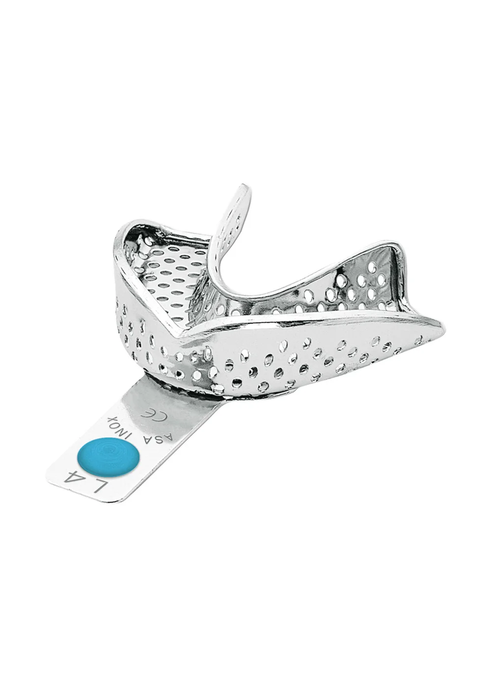 Asa Dental 2804-L4 - ложка слепочная нижняя средняя (M) с перфорацией с бортиками, с цветной кодировкой (голубая)