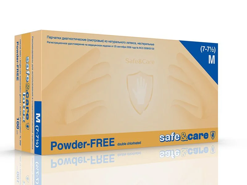 Перчатки латексные  Safe & Care M (7/7,5) 100 шт.