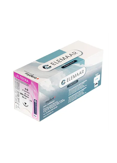 Elemaar ELTETRA 5/0 - шовный материал, 45 см, 3/8, 16 мм, обратно-режущая, 12 шт.
