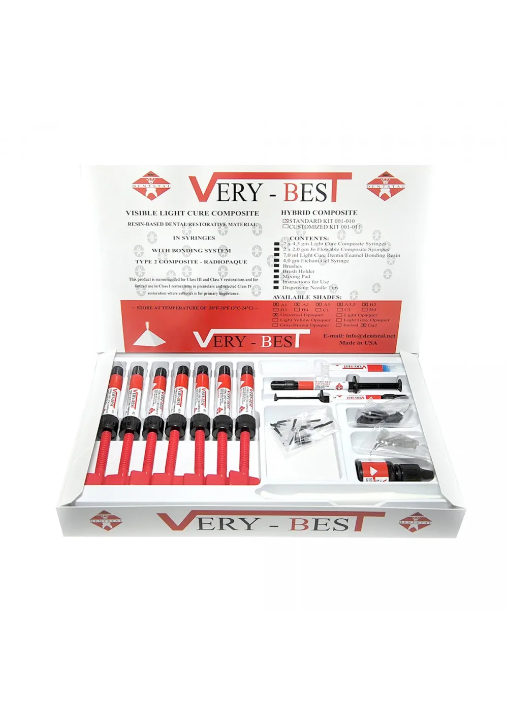 Композит светоотверждаемый, Prime-Dental, Вери Бест (Very Best), 7 шприцев по 4,5 г