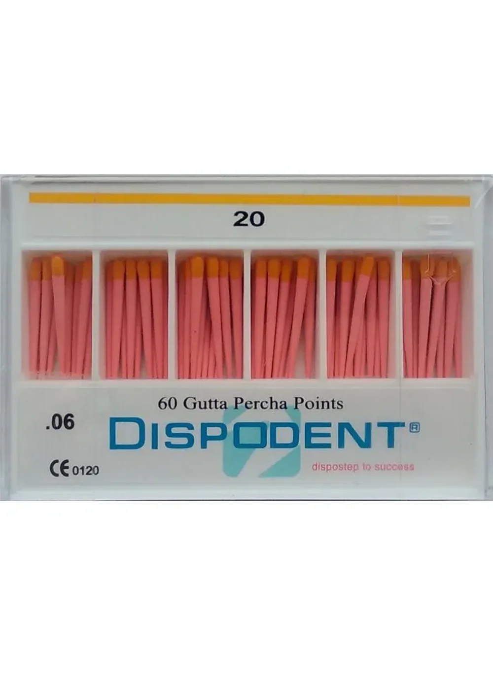 Штифты гуттаперчевые, Dispodent, конус 0.06 №20, 60 шт