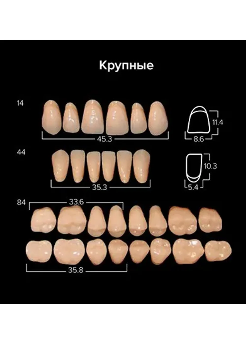 Зубы акриловые, АНИС, 2-х слойные А2 размер 22 (22, 44, 82 верх, 82 низ) 560шт