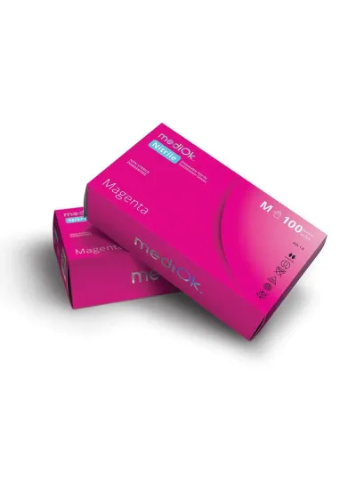Перчатки нитриловые, MediOk, XS (5-6), 100шт, розовые