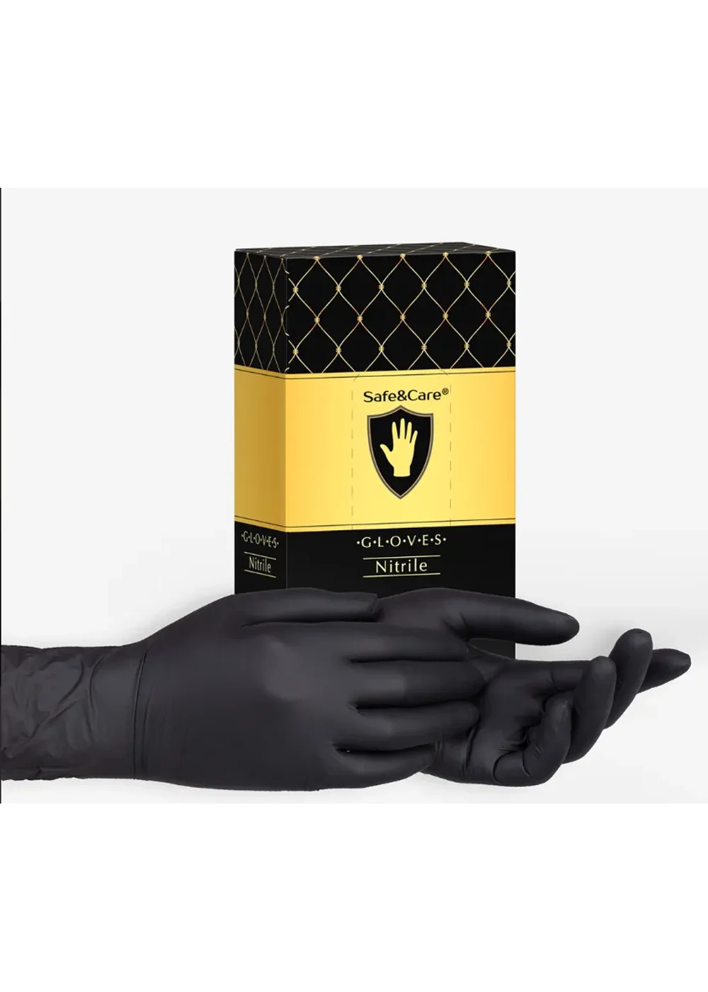 Перчатки нитриловые, Safe&Care, XS (5-6), 100шт, черные