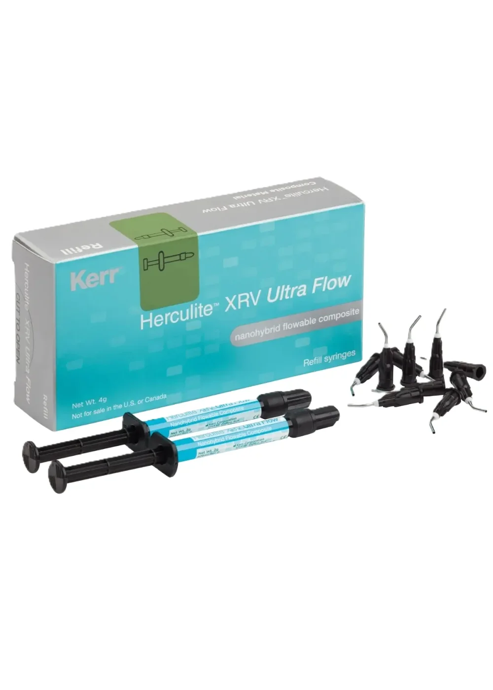 Композит светоотверждаемый текучий, Kerr, Herculite XRV Ultra Flow, A3.5, набор, 2 шприца по 2 г + 20 насадок