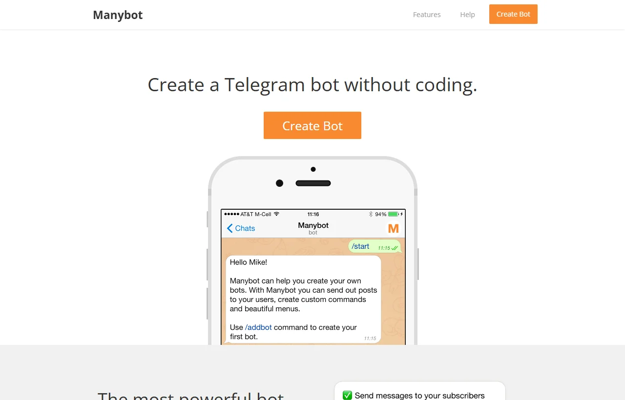 Manybot: пример готового Telegram-бота для меню, команд, автопостинга и простого управления без кода.