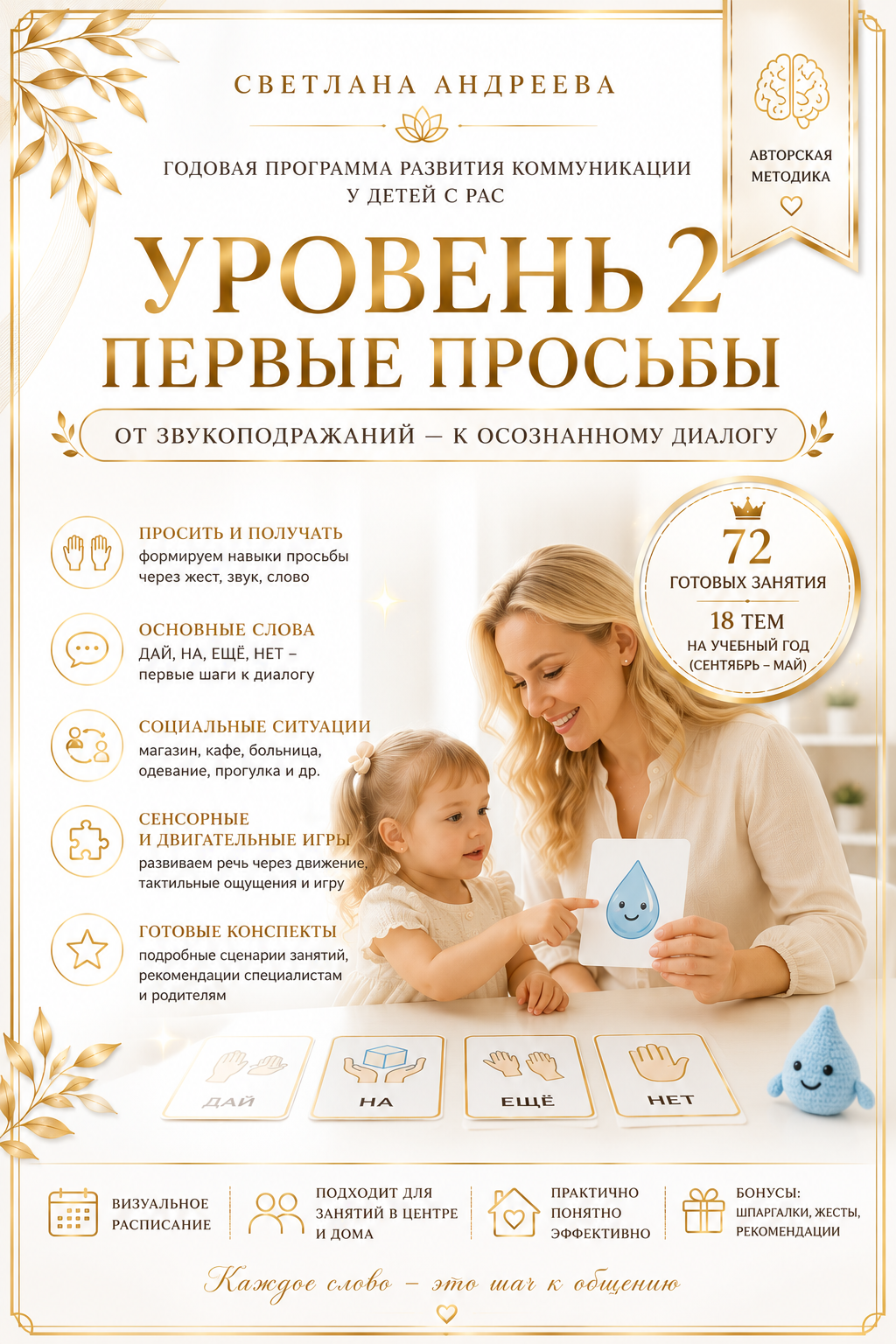 Годовая программа развития коммуникации у детей с РАС Уровень 2. Первые просьбы От звукоподражаний — к осознанному диалогу