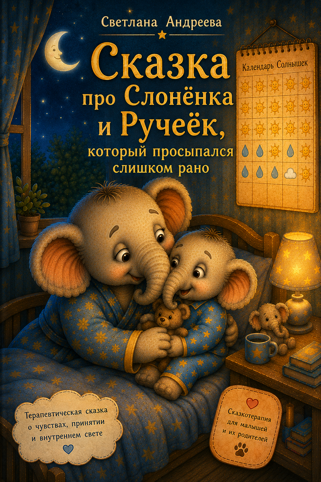 ТЕРАПЕВТИЧЕСКАЯ СКАЗКА «СЛОНЁНОК И РУЧЕЁК, КОТОРЫЙ ПРОСЫПАЛСЯ СЛИШКОМ РАНО»  🐘 Добрая сказка для детей, которые сталкиваются с ночными «авариями»  👶 Для детей 3–7 лет  📖 Автор: Светлана Андреева