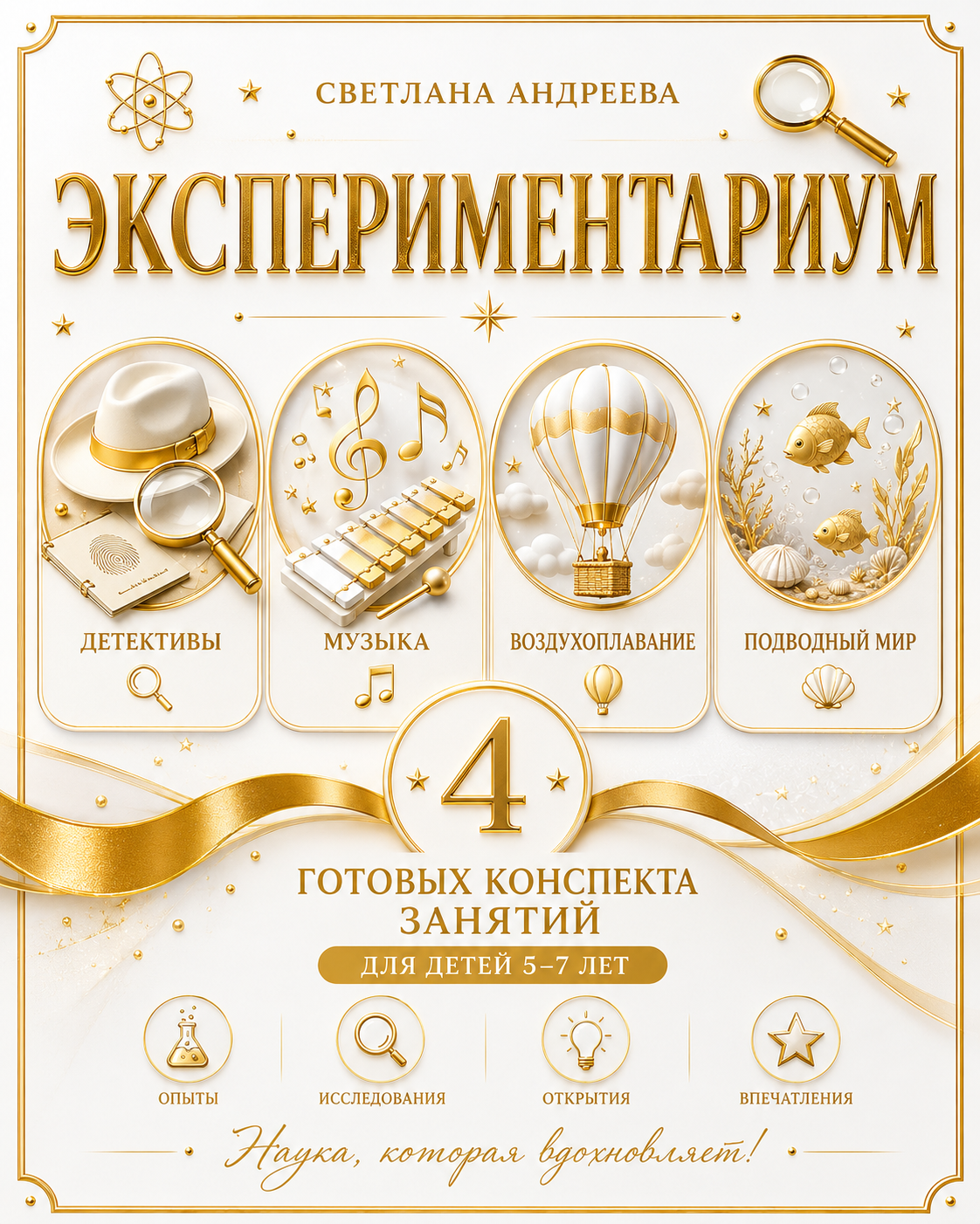 СВЕТЛАНА АНДРЕЕВА  ЭКСПЕРИМЕНТАРИУМ  Детективы • Музыка • Воздухоплавание • Подводный мир  4 готовых конспекта занятий для детей 5–7 лет