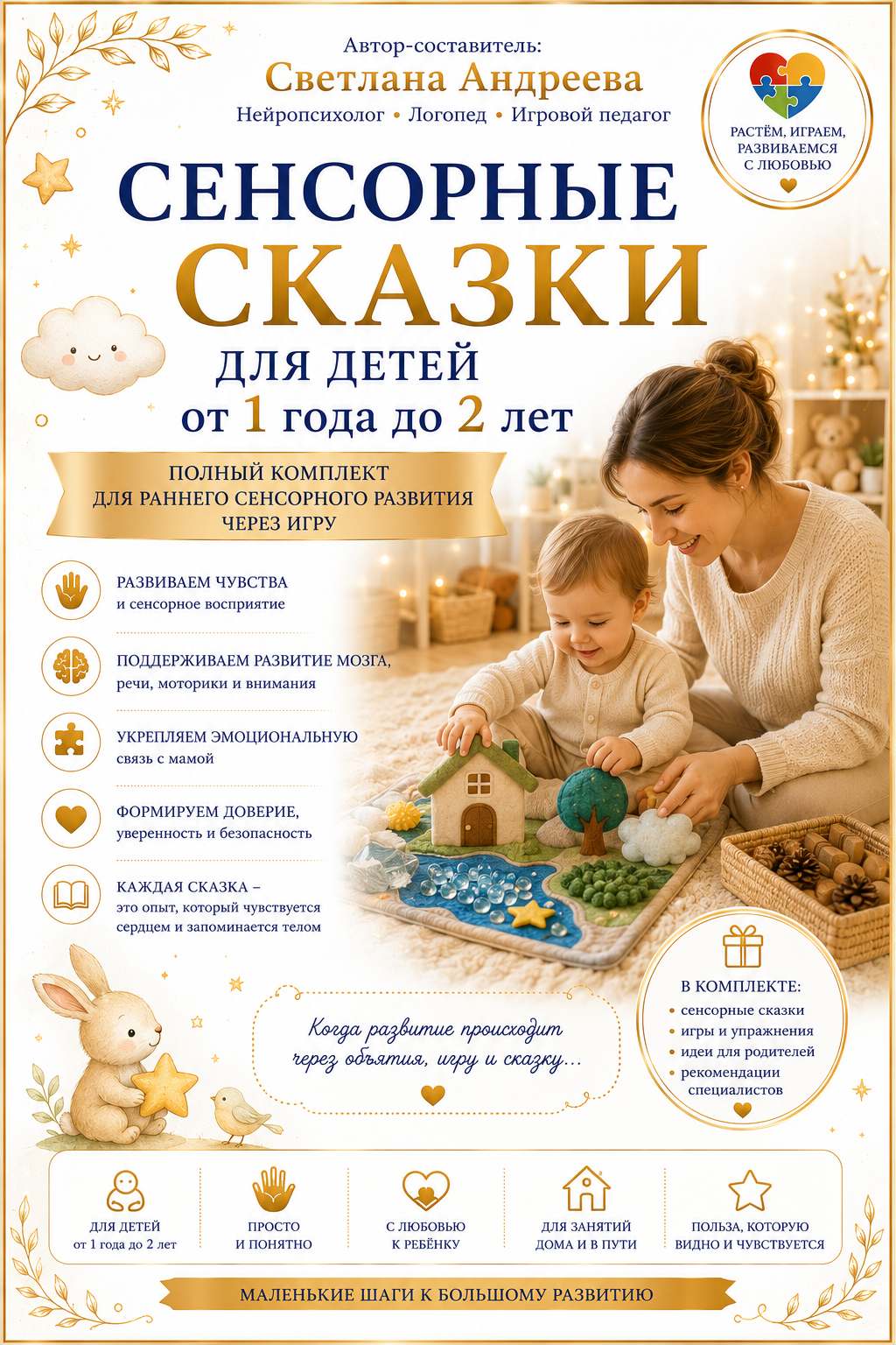 Сенсорные сказки для детей от 1 года до 2 лет Полный комплект для раннего сенсорного развития через игру