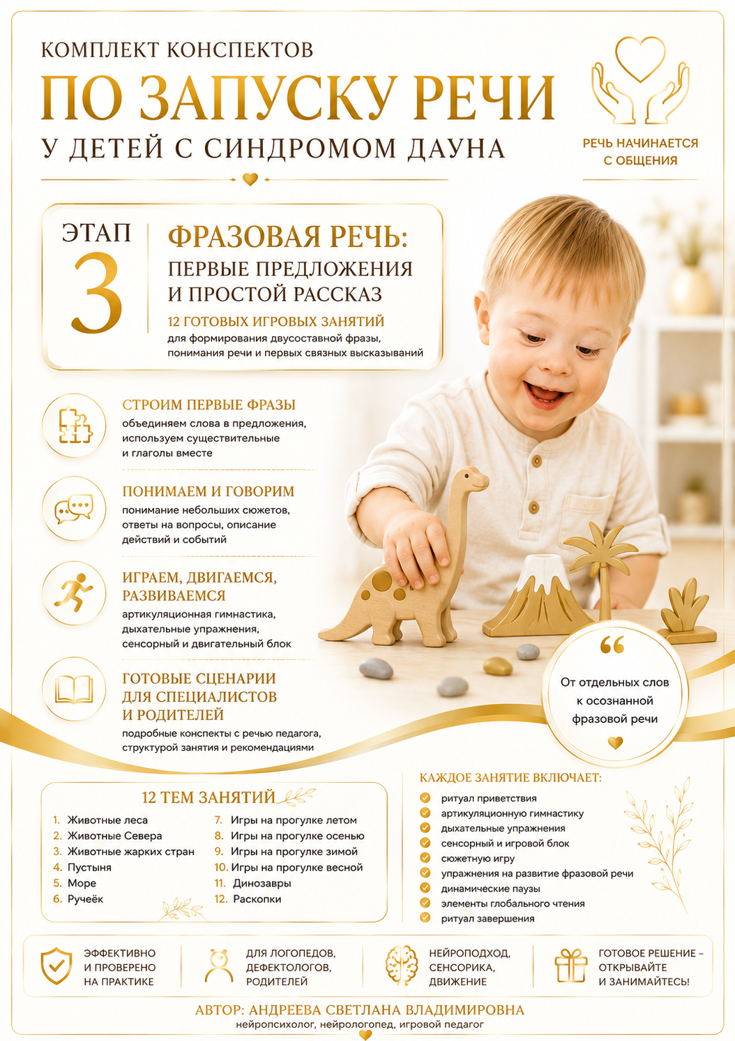 Комплект конспектов по запуску речи у детей с синдромом Дауна Этап 3. Фразовая речь: первые предложения и простой рассказ