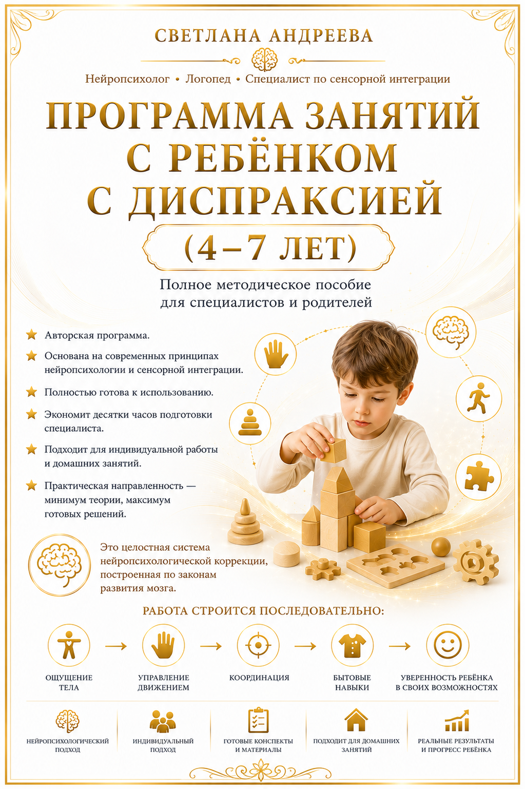 ПРОГРАММА ЗАНЯТИЙ С РЕБЁНКОМ С ДИСПРАКСИЕЙ (4-7 ЛЕТ) Полное методическое пособие для специалистов и родителей