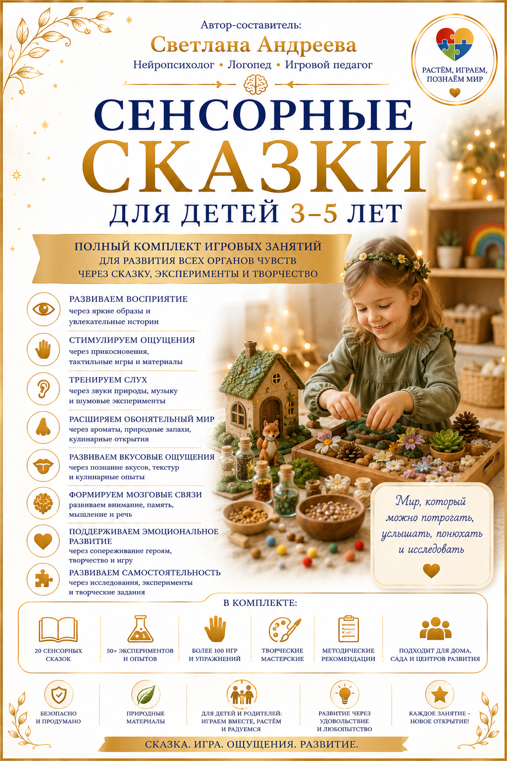 Сенсорные сказки для детей 3–5 лет Полный комплект игровых занятий для развития всех органов чувств через сказку, эксперименты и творчество