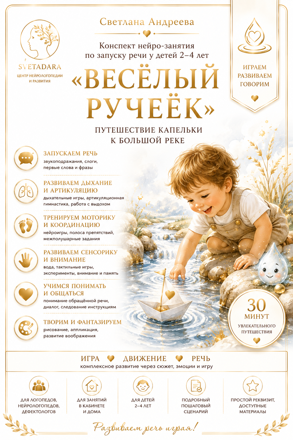 Конспект нейро-занятия по запуску речи у детей 2-4 года «Весёлый ручеёк»
