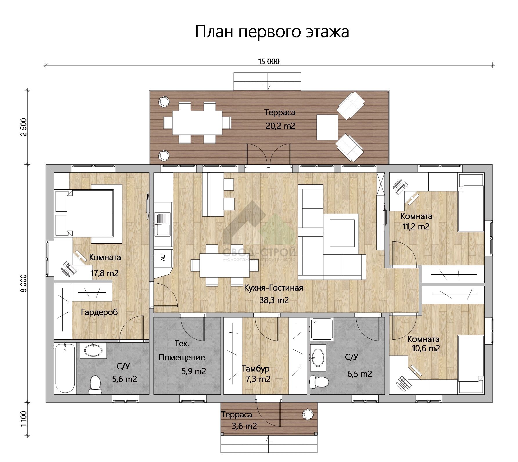 Коттедж каркасный С-143 КР «Грейс»