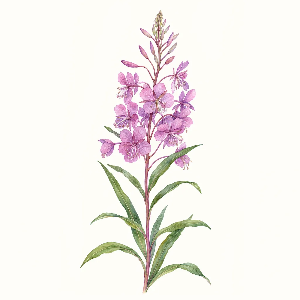 Иван-чай (Chamerion angustifolium) — ботаническая иллюстрация травы