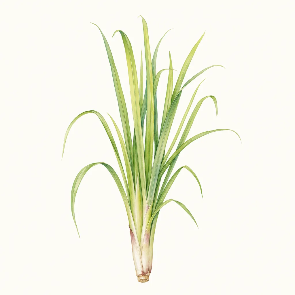 Лемонграсс (Cymbopogon citratus) — ботаническая иллюстрация травы
