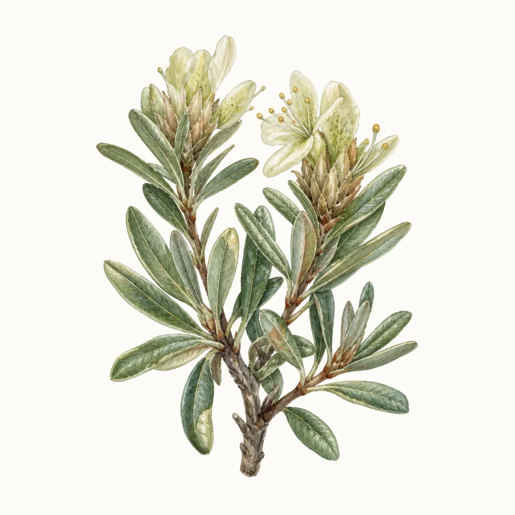 Саган-дайля (Rhododendron adamsii) — ботаническая иллюстрация травы