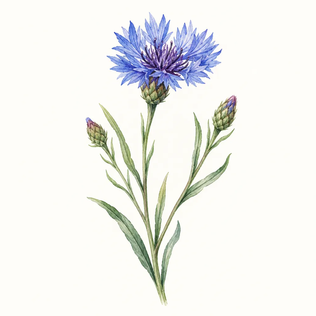 Василёк (Centaurea cyanus) — ботаническая иллюстрация травы