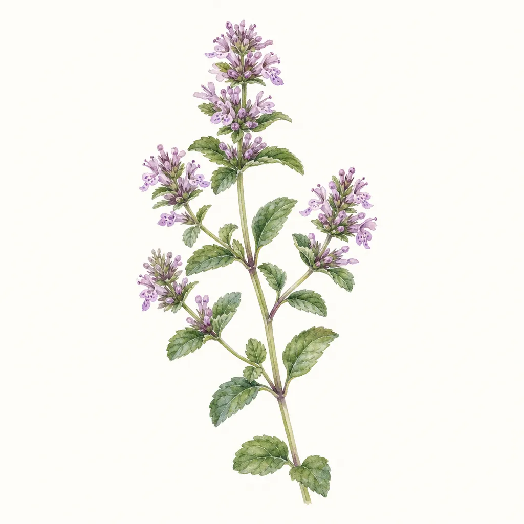 Зизифора (Ziziphora clinopodioides) — ботаническая иллюстрация травы