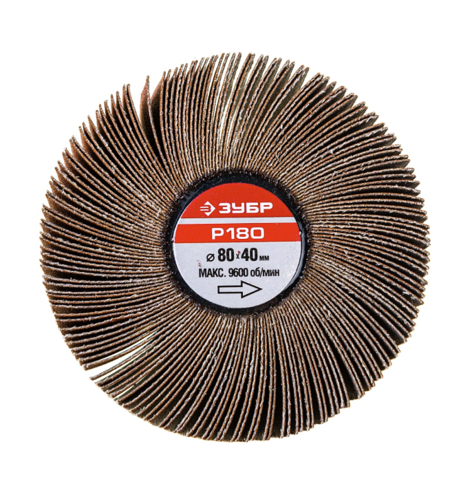 Диск шлифовальный лепестковый Зубр 80х40х6 мм P180 на шпильке – №1