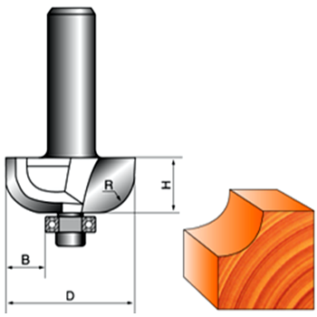 Фреза кромочная полукруглая Strong 8х29х12 мм R8 с нижним подшипником – №1