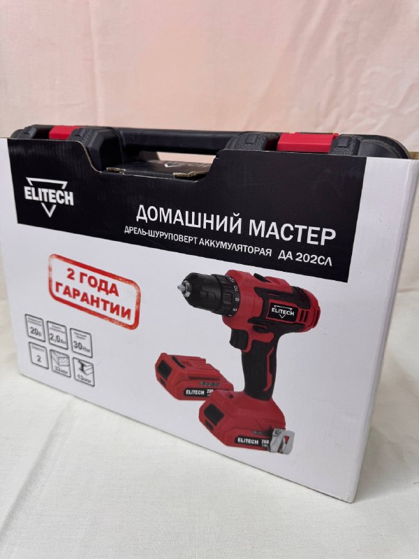 Дрель-шуруповерт аккумуляторная Elitech ДА 202СЛ