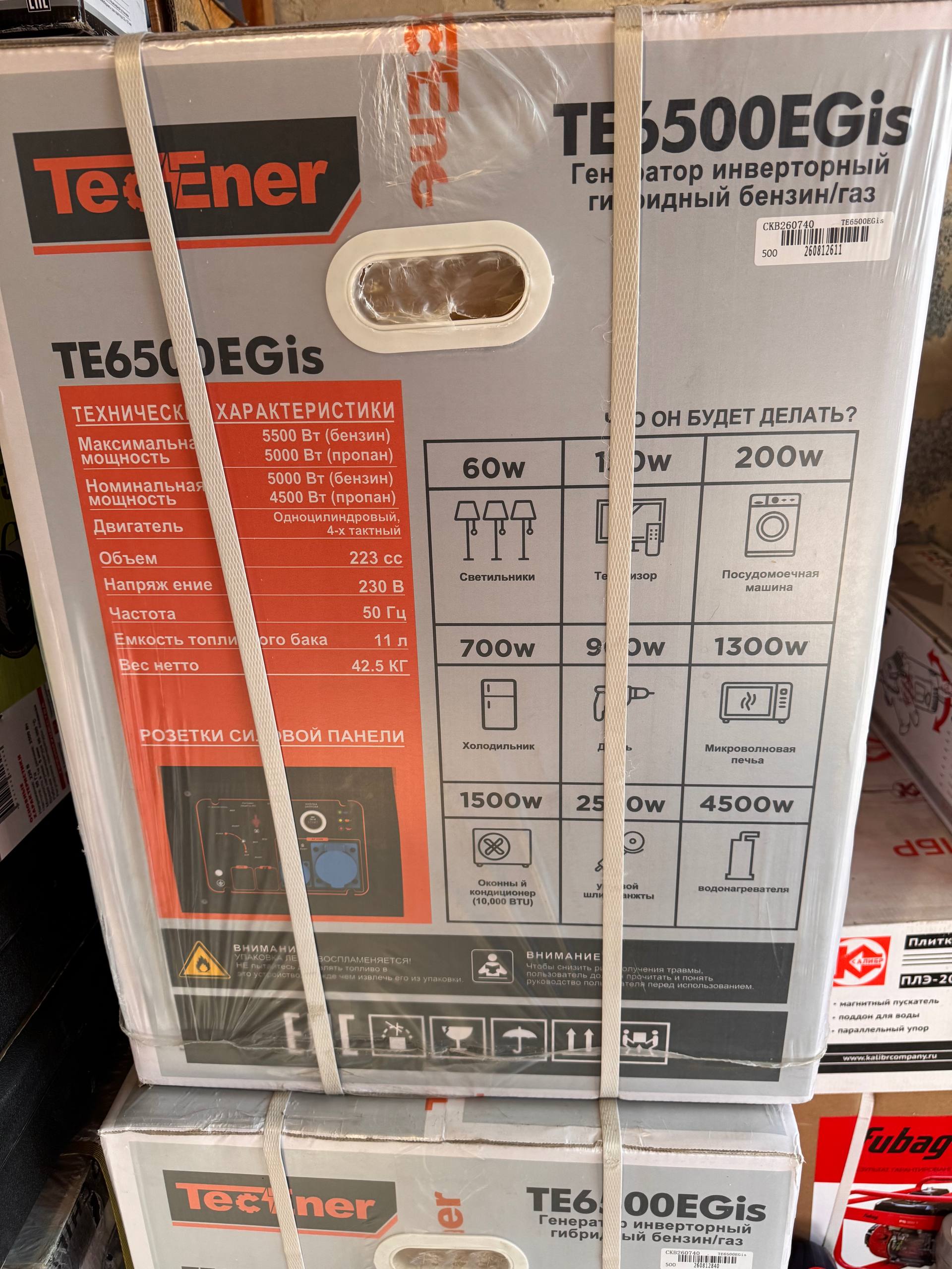 Генератор инверторный газ/бензин TecEner TE6500EGis