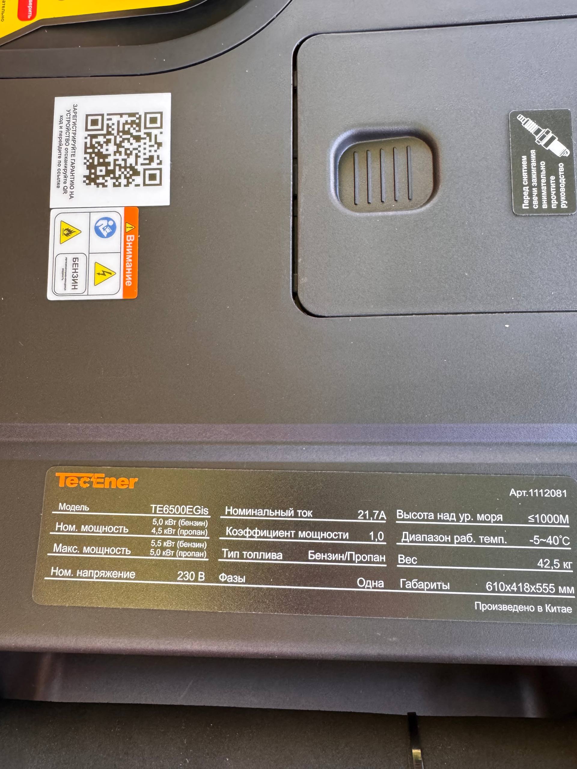 Генератор инверторный газ/бензин TecEner TE6500EGis