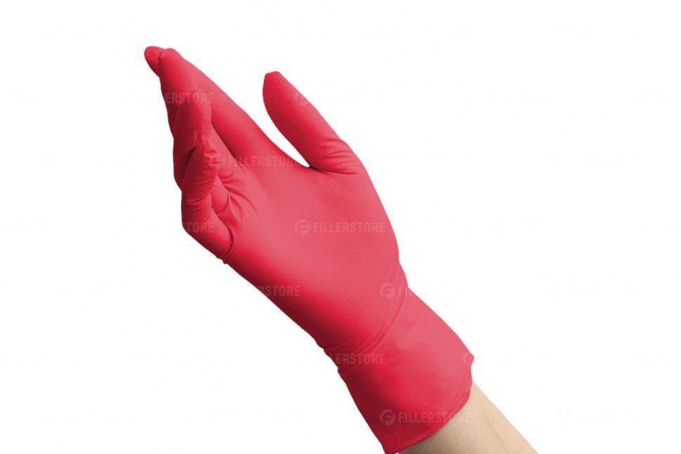 Перчатки Benovy Nitrile MultiColor нитриловые, красные, S, 50 пар в блоке (Бинови)