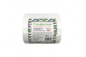 Салфетка Safety белая, спанлейс, 10х10см, 100 шт в рулоне (Сейфети)