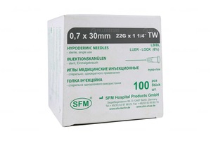 Игла инъекционная SFM 0,70x30-22G, 100 шт. в уп.