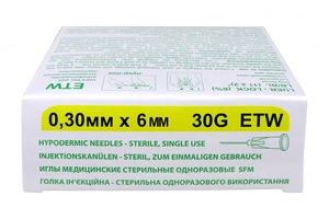 Игла для мезотерапии SFM 0,3x6-30G, 50 шт. в уп.