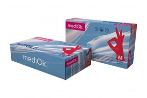 Перчатки MediOk Nitrile нитриловые, красные, р. S, 50 пар в блоке (МедиОк)