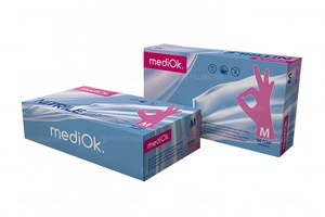 Перчатки MediOk Nitrile нитриловые, розово-ягодные, р. M, 50 пар в блоке (МедиОк)
