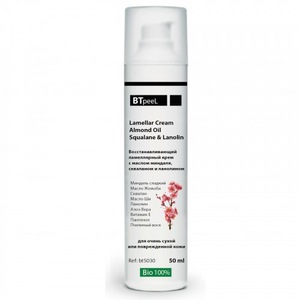 Восстанавливающий ламеллярный крем Lamellar Cream Almond Oil Squalane&Lanolin  Btpeel 50мл (БТпил)